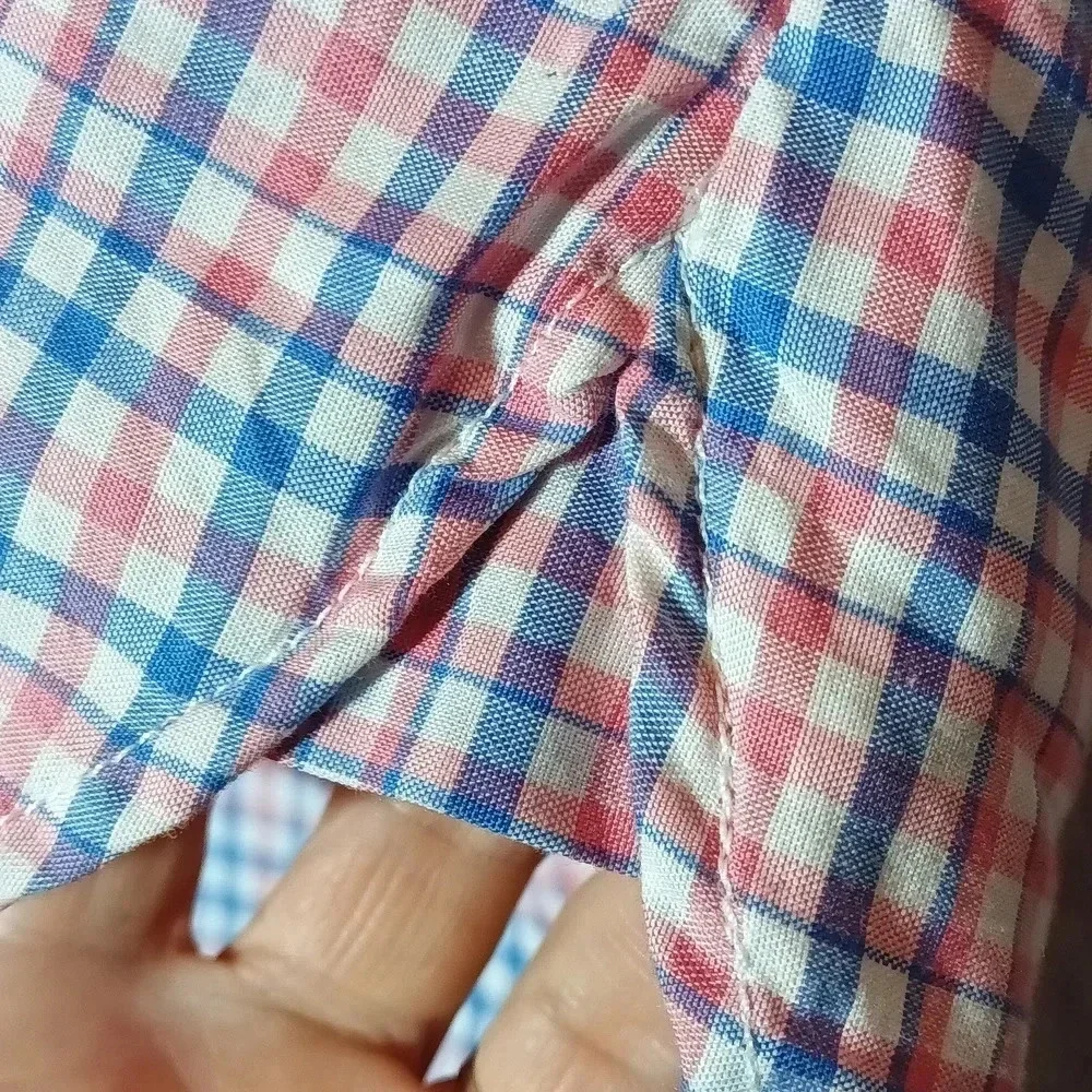 J. Crew Cotton cowgirl gingham pullover v-neck partial button up long sleeve - Picture 6 of 9